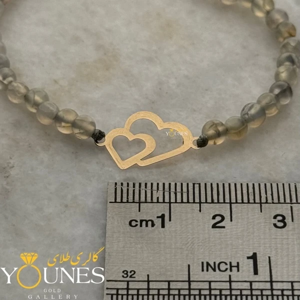 دستبند دو قلبی مینیمال طلا لیزری